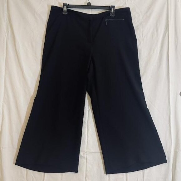 Vince Camuto Pants Womens 14 Black Wide Leg Dress Trousers‎ Zip Pocket Polyester - Picture 1 of 12